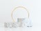 Circle gold white scene geometric shape 3d rendering marble gold clear