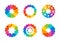 Circle hearts logo, arround rainbow healthy love, global floral hearts symbol icon vector design