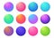 Circle holographic gradients set, sphere buttons. Multicolor green purple yellow orange pink red violet cyan blue fluid circle