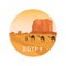 Circle icon with Egypt sahara desert