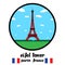 Circle Icon eifel tower paris france. vector illustration.