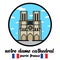 Circle Icon Notre Dame Cathedral. vector illustration