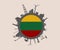 Circle with industry relative silhouettes. Lithuania flag