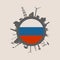 Circle with industry relative silhouettes. Russia flag