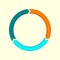 Circle infographics element with cycle arrows. Pie chart with 3 steps, option or levels. Vector illustration