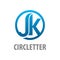 Circle initial letter JK logo concept design. Symbol graphic template element