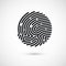 Circle Ink Fingerprint icon design for application. Finger print flat scan. Vector illustration isolated on white background