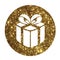Circle isolated glitter golden christmas holiday gift box icon