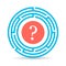 Circle labyrinth icon with question mark
