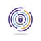 Circle line color with padlock in center vector logo