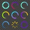 Circle Loading Bars for Web Interfaces. Modern Colorful Loaders Set. Circle progress bars.