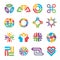 Circle logo shapes. Community group recycling partnership together colorful abstract forms for business symbols and