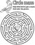 Circle maze black and white vector worksheet for kids.