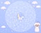 Circle maze for kids  sleeping concept  help cute sheep find way to moon  sweet dreams  good night  stars  clouds