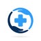 circle medical care logo forming hand symbol