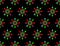 Circle multicolor seamless pattern. Festive sun centric rings, petals, spots. Black easy editable background. Vector