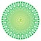 Circle openwork mandala.Green and yellow colors. Sign Aum / Om / Ohm in center. Spiritual esoteric symbol.