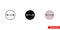 Circle with opposite arrows inside icon of 3 types color, black and white, outline. Isolated vector sign symbol