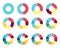 Circle pie chart. 2,3,4,5,6,7,8,9,10,11,12 sections or steps. Flat process cycle. Progress sectors.