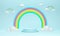 Circle podium, rainbow in the sky for displaying cute products