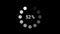 Circle rotating loading or progress bar icon. White dot ring on black background. Animation motion graphic. Downloading
