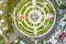 Circle roundabout city junction top view