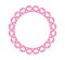 Circle scalloped frame. Scalloped edge round shape. Simple label sticker form. Flower silhouette lace frame. Repeat cute