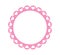 Circle scalloped frame. Scalloped edge round shape. Simple label sticker form. Flower silhouette lace frame. Repeat cute