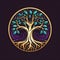 Circle shape ancient tree of Life logo