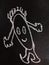 circle shape cartoon smiling on chalkboard concept