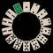 Circle shape clubs playing cards isolated on black