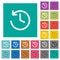 Circle shaped backward arrow and clock square flat multi colored icons