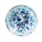 A circle of soap bubbles from blue shower gel on a white background.