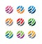 Circle, sphere, global, world, language, company, communication, connection, technology. Set of alternate colors abstract icon log