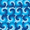 Circle swirl ball rotate blue symmetry seamless pattern