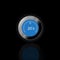 Circle thermostat in dark blue colour with shadow and black background