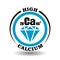 Circle vector icon with chemical Calcium symbol and mineral illustration of blue diamond crystal for high calcium level products