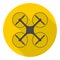 Circle vector icon for quadrocopter, silhouette quadrocopter a top view icons set with long shadow