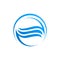 Circle waves water in blue color logo template