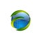 Circle world globe with green swoosh logo template