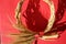 Circle wreath a bundle of wheat with two red paper hearts, valentine day, love and romance, prophecy