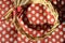 Circle wreath a bundle of wheat with two red paper hearts, valentine day, love and romance, prophecy