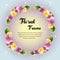 Circle wreath colorful floral frame card