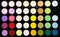 Circles with a color palette on a black glossy background. Ð¡olor palette from saturated colors to neutral