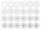 Circles divided into parts from 1 to 24. Outline round chart for infographic, pie portion or pizza slice. Wheel division