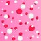 circles wallpaper design made with combination of three colors white red and pink gradient colors.