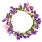 Circlet of flowers, lavender and clover