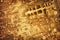 Circuit Board Detail Monochrome Gold Colored Semi Abstract Vignette Background