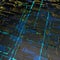 Circuit board futuristic server code processing. Angled view blue color technology black background. 3d