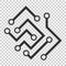 Circuit board icon in flat style. Technology microchip vector il